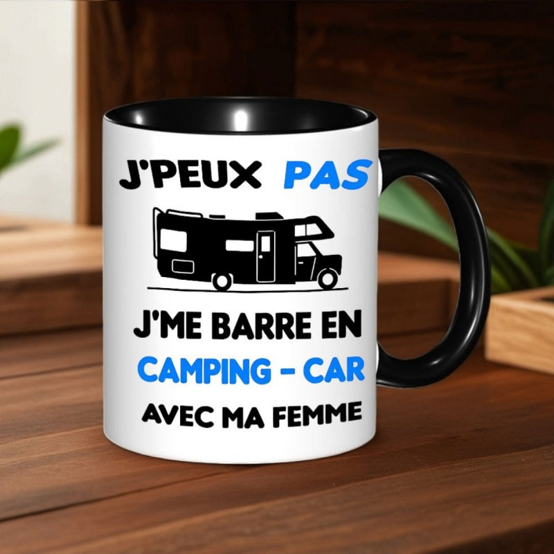 Tailorly Black Accent 11 oz Mug - van coffee mug french rv with "jpeux pas" text