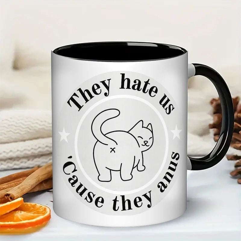 Tailorly Black Accent 11 oz Mug - funny cat behind design