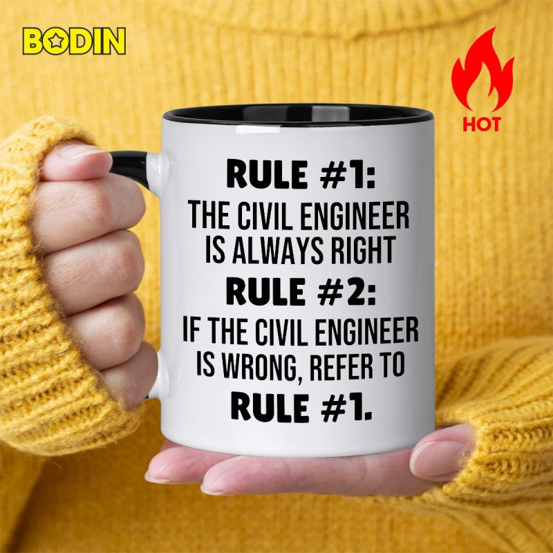 Tailorly Black Accent 11 oz Mug - humorous rules text