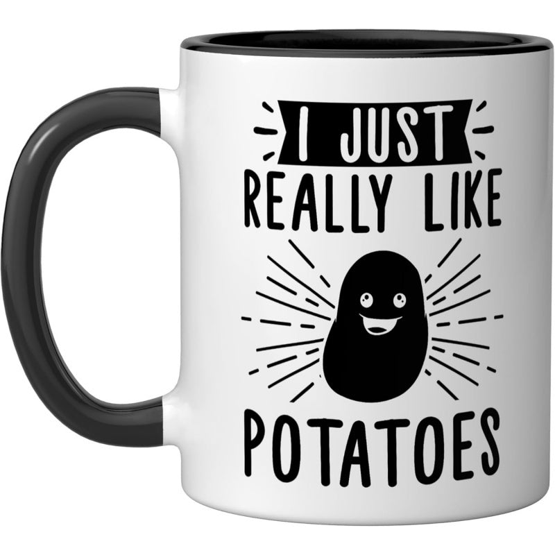 Tailorly Black Accent 11 oz Mug - potatoes potato