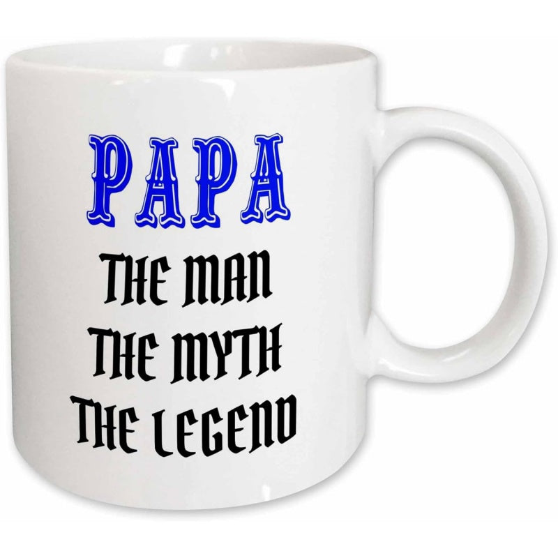 Tailorly White Ceramic 11 oz Mug - Papa The Man The Myth The Legend Minimalist White Ceramic Kitchenware Featuring Stylized Bold Typography Mug