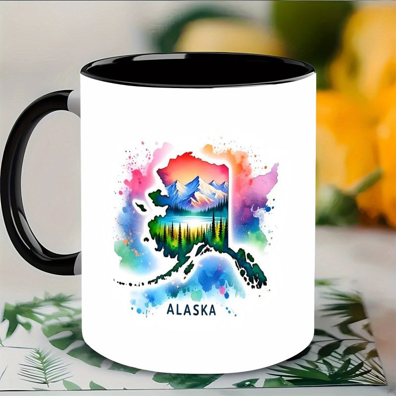 Tailorly Black Accent 11 oz Mug - watercolor landscape