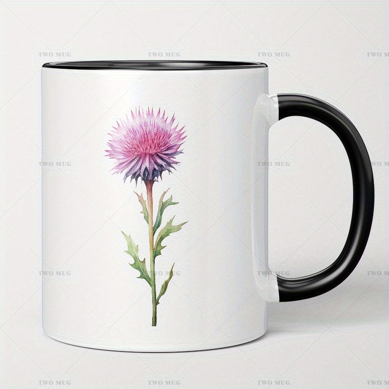 Tailorly Black Accent 11 oz Mug - pink thistle