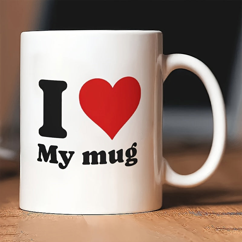 Tailorly White Ceramic 11 oz Mug - I My Mug Minimalist Red Heart Printed On A Smooth Clean White Surface Mug