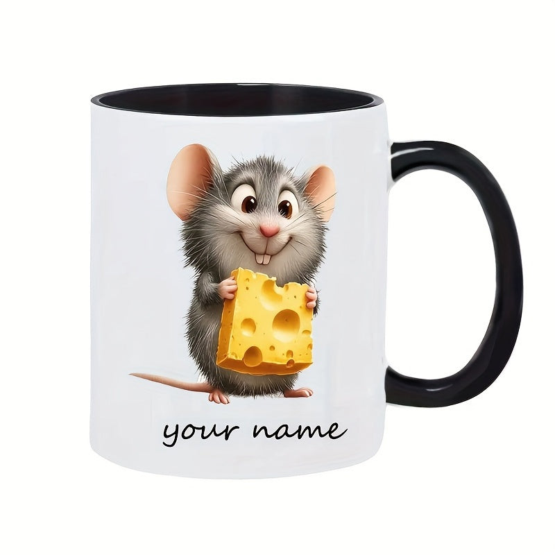 Tailorly Black Accent 11 oz Mug - cute mouse and cheese