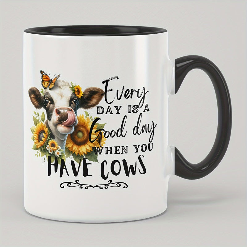 Tailorly Black Accent 11 oz Mug - cow