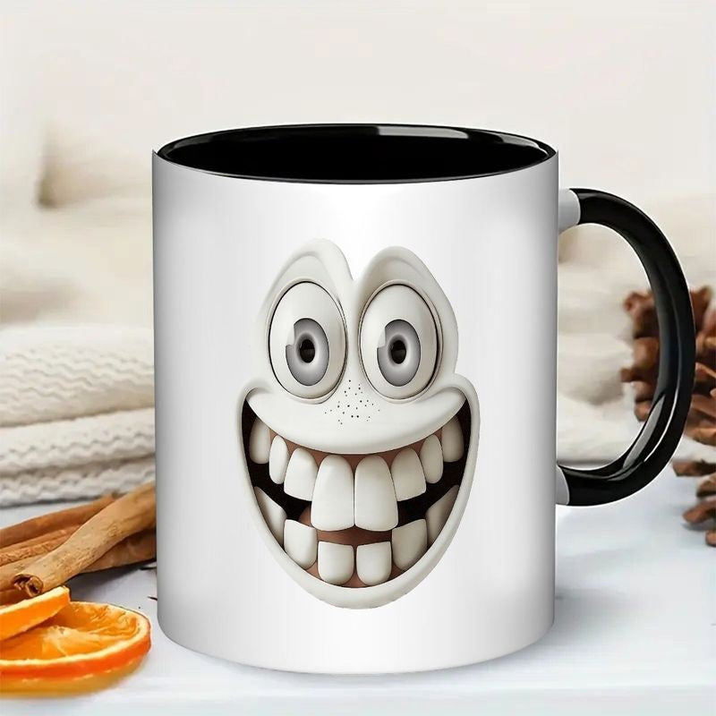 Tailorly Black Accent 11 oz Mug - large grinning face