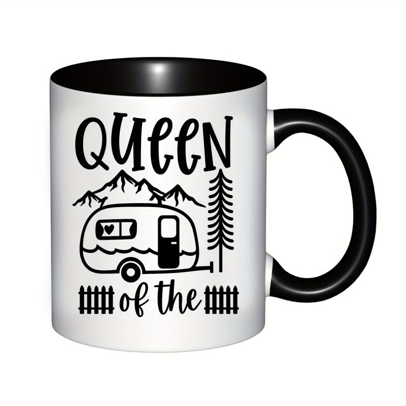Tailorly Black Accent 11 oz Mug - funny camping lover coffee cup enthusiast gift trailer birthdays holidays