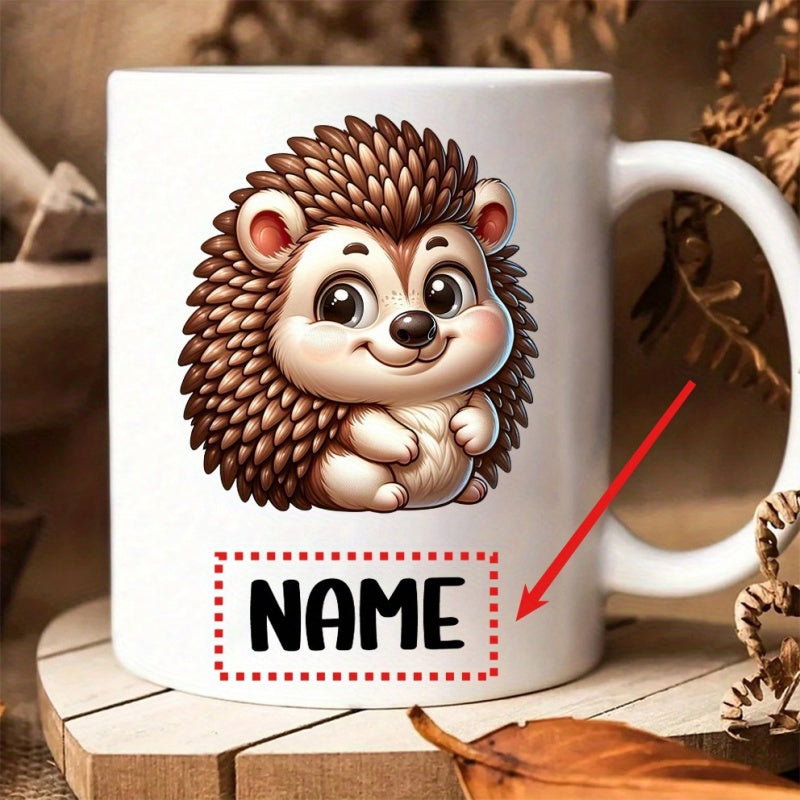 Tailorly White Ceramic 11 oz Mug - Name Adorable Little Woodland Creature With Soft Brown Quills Hedgehog