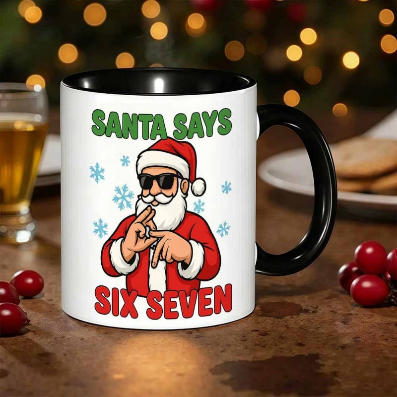 Tailorly Black Accent 11 oz Mug - santa