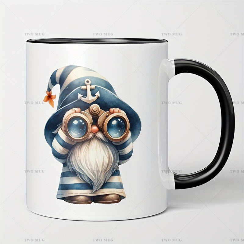 Tailorly Black Accent 11 oz Mug - telescope dwarf illustration