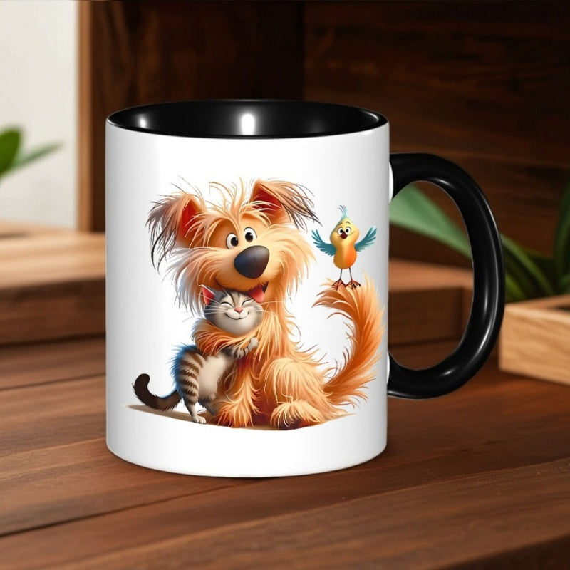 Tailorly Black Accent 11 oz Mug - cartoon and bird