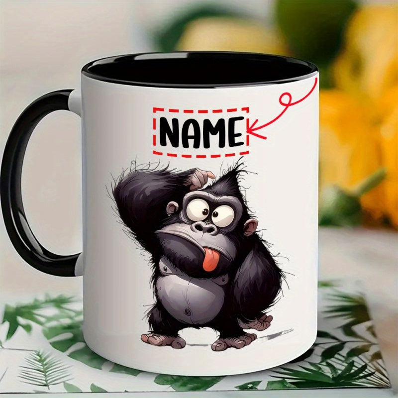 Tailorly Black Accent 11 oz Mug - a cute scratching gorilla