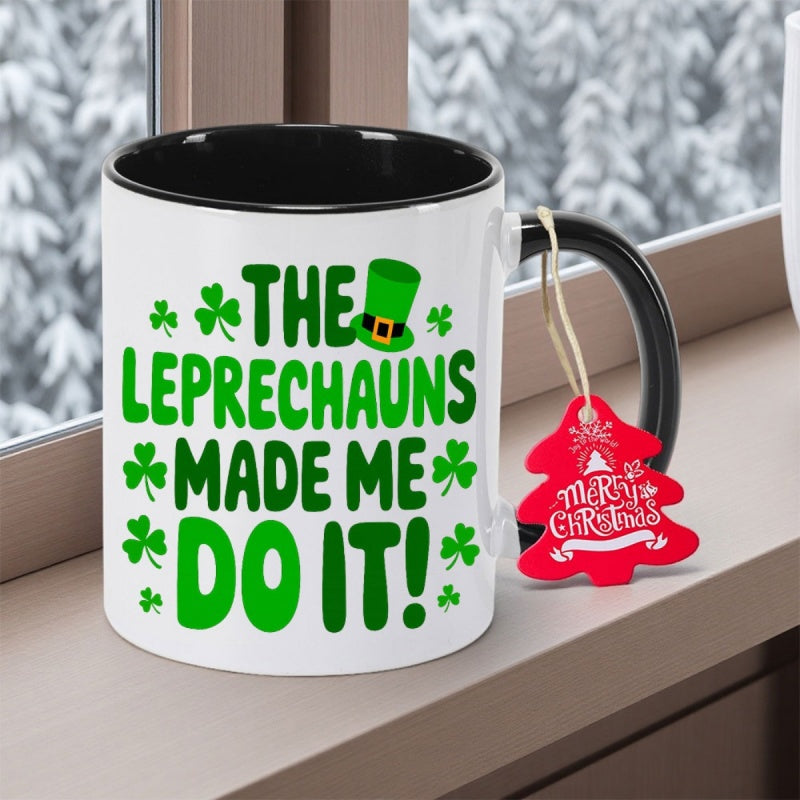 Tailorly Black Accent 11 oz Mug - leprechaun design