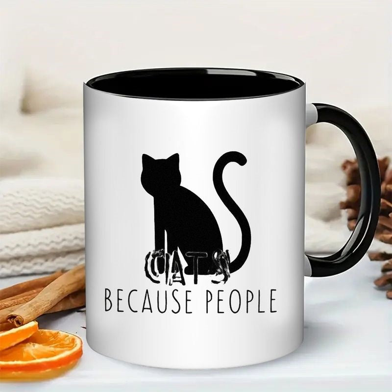 Tailorly Black Accent 11 oz Mug - cats and cute kitty design
