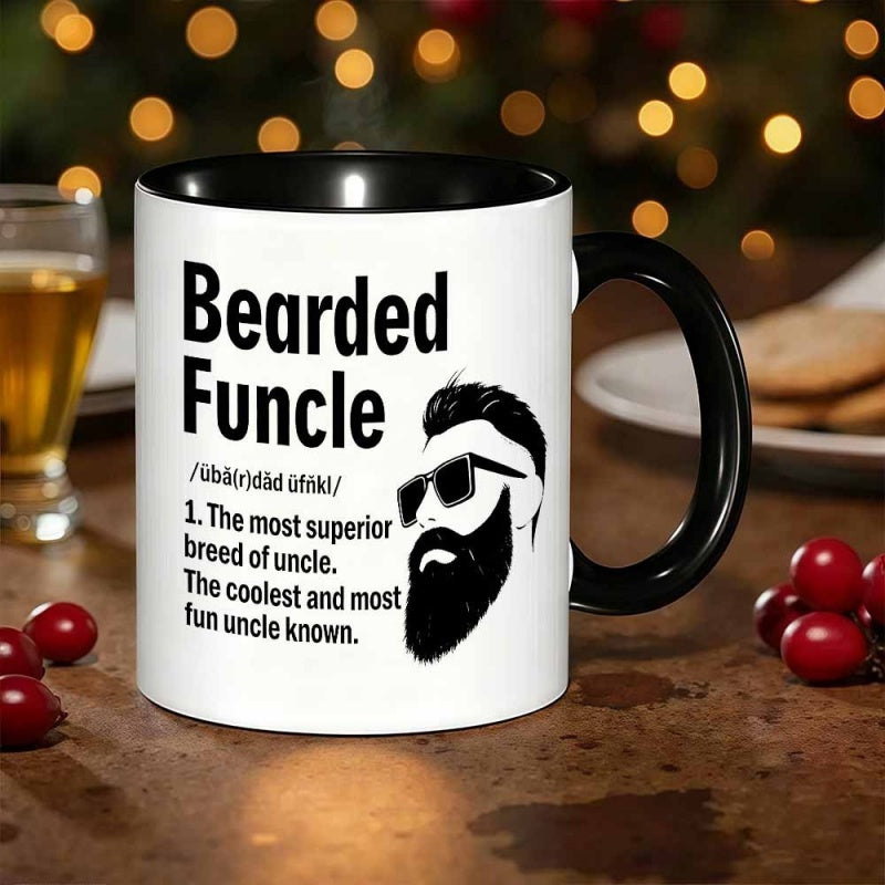 Tailorly Black Accent 11 oz Mug - 1pc novelty bearded mug coffee cup juice cup 11oz360ml fun giftsuitable for coffee mug afternoon tea cup tea cup