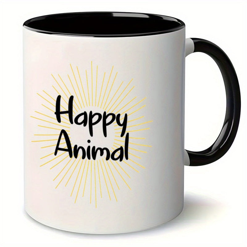 Tailorly Black Accent 11 oz Mug - animal print and lettering