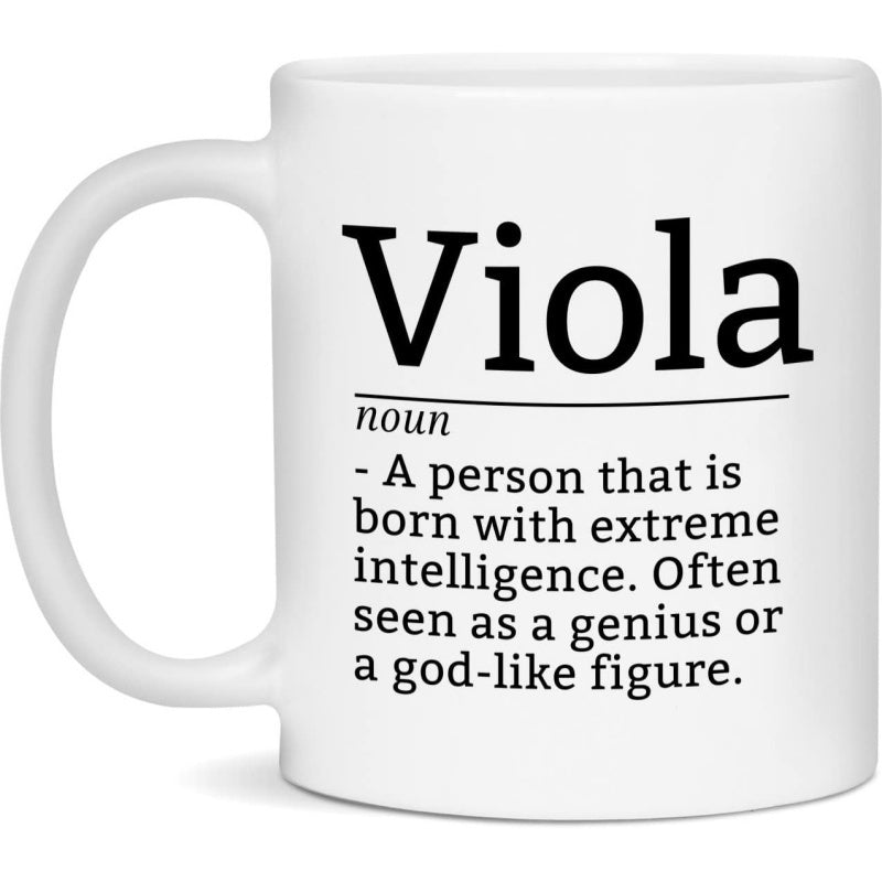 Tailorly White Ceramic 11 oz Mug - Viola Clean Minimalist Black Dictionary Definition Layout On