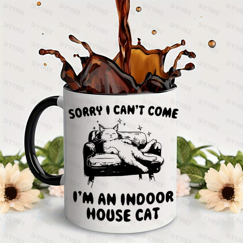 Tailorly Black Accent 11 oz Mug - funny cat shaped cartoon illustration