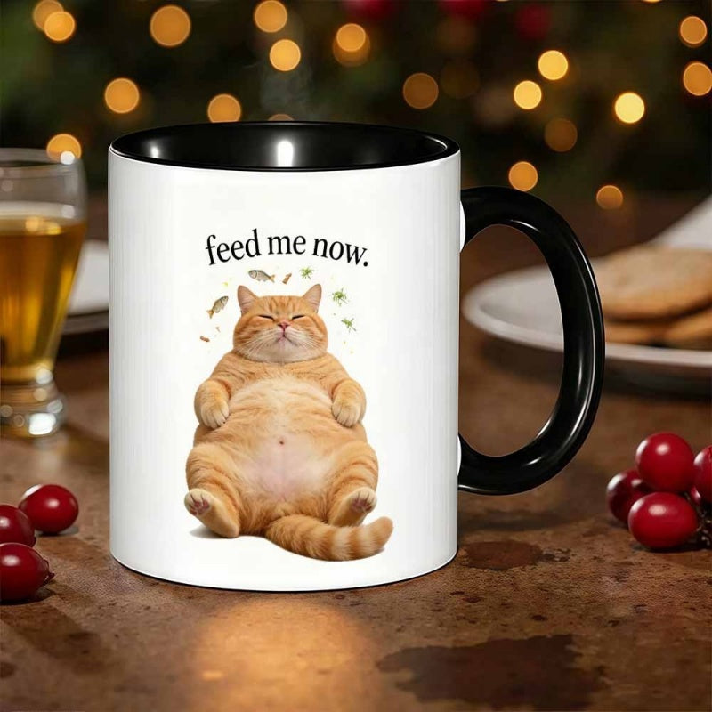 Tailorly Black Accent 11 oz Mug - novelty fat cat