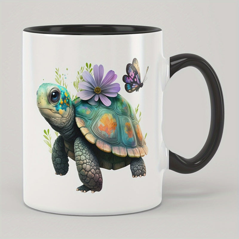Tailorly Black Accent 11 oz Mug - cute turtle