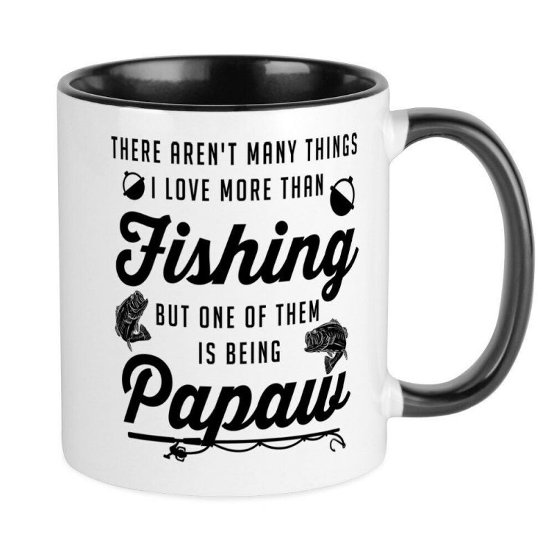 Tailorly Black Accent 11 oz Mug - quote "love fishing being"