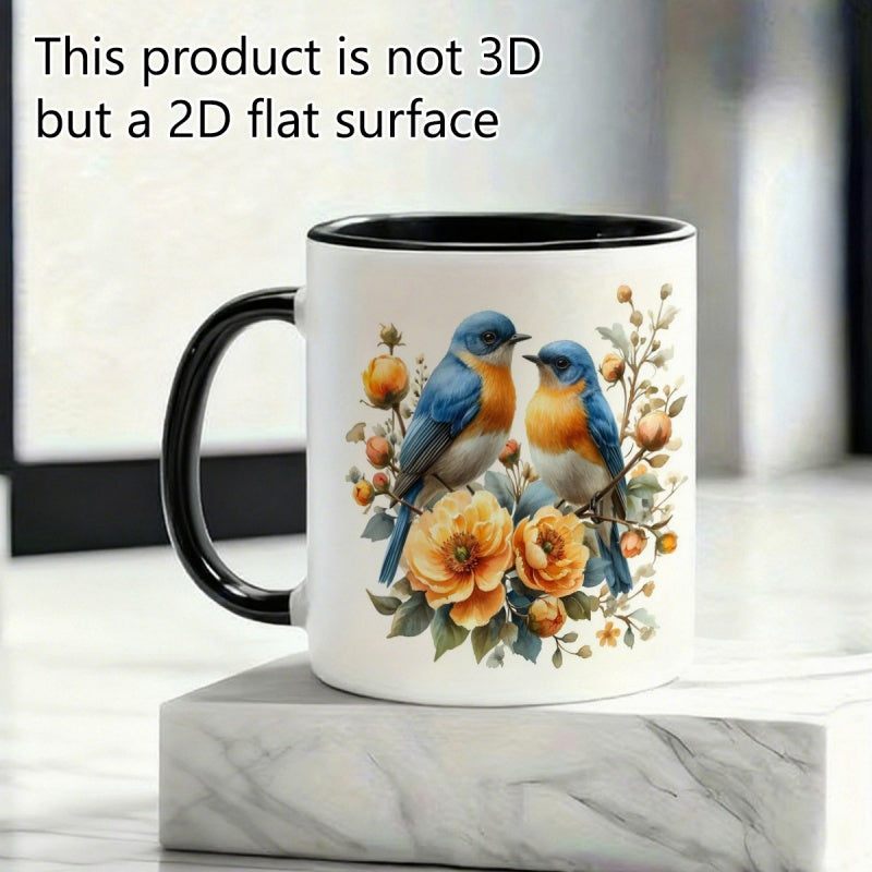 Tailorly Black Accent 11 oz Mug - blue tit bird illustration