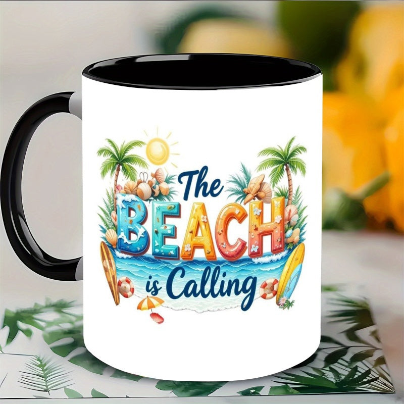 Tailorly Black Accent 11 oz Mug - tropical beach