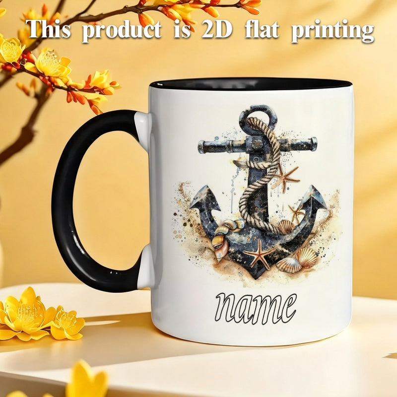 Tailorly Black Accent 11 oz Mug - watercolor style cartoon anime