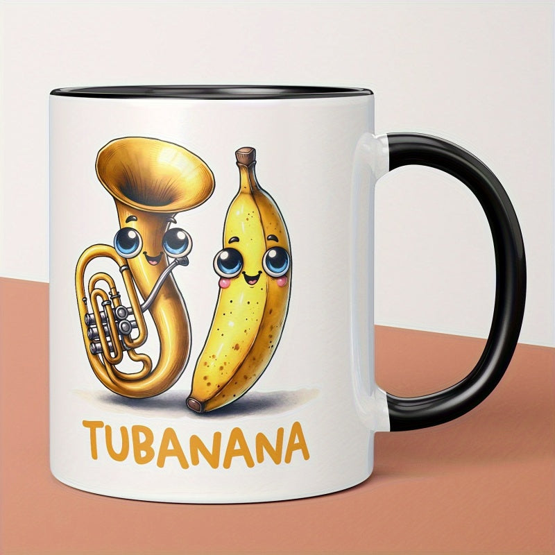 Tailorly Black Accent 11 oz Mug - funny banana tuba pun design