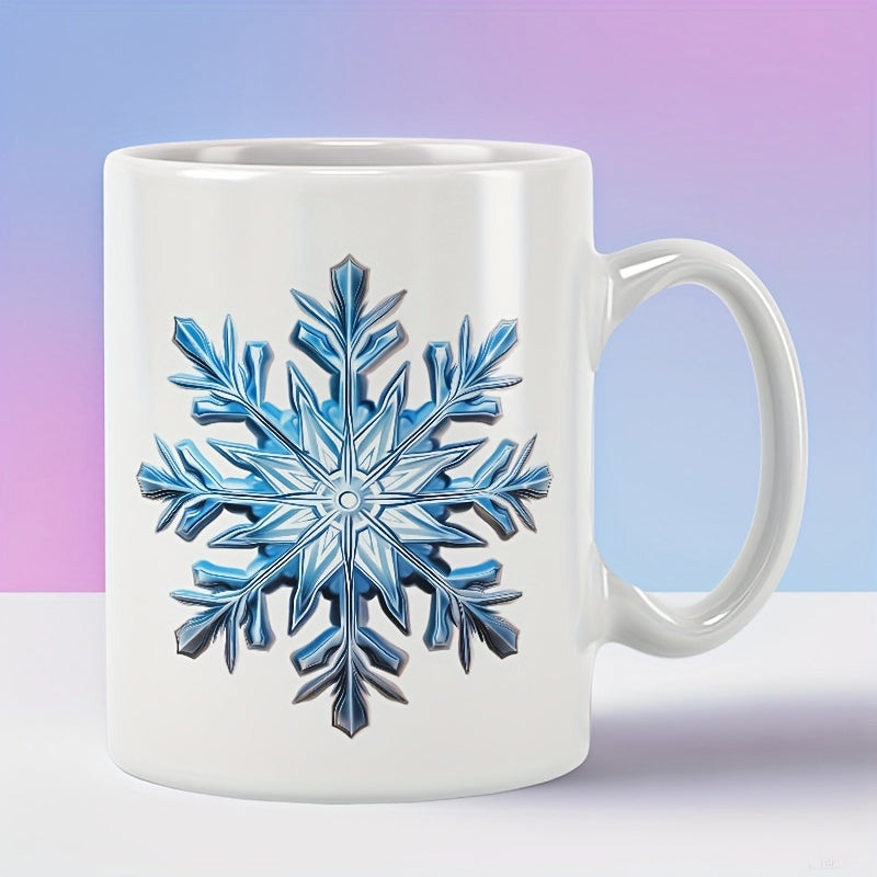 Tailorly White Ceramic 11 oz Mug - Intricate Crystalline Structure With Radiant Blue Tints And Sharp Winter Details Snowflake