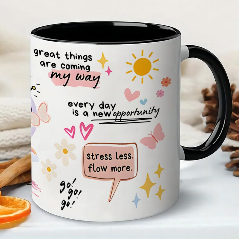 Tailorly Black Accent 11 oz Mug - uplifting motivational quotes