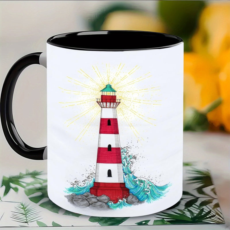 Tailorly Black Accent 11 oz Mug - nautical design beach coastal christmas new year