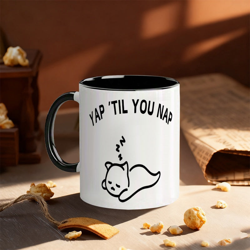 Tailorly Black Accent 11 oz Mug - sleeping cat