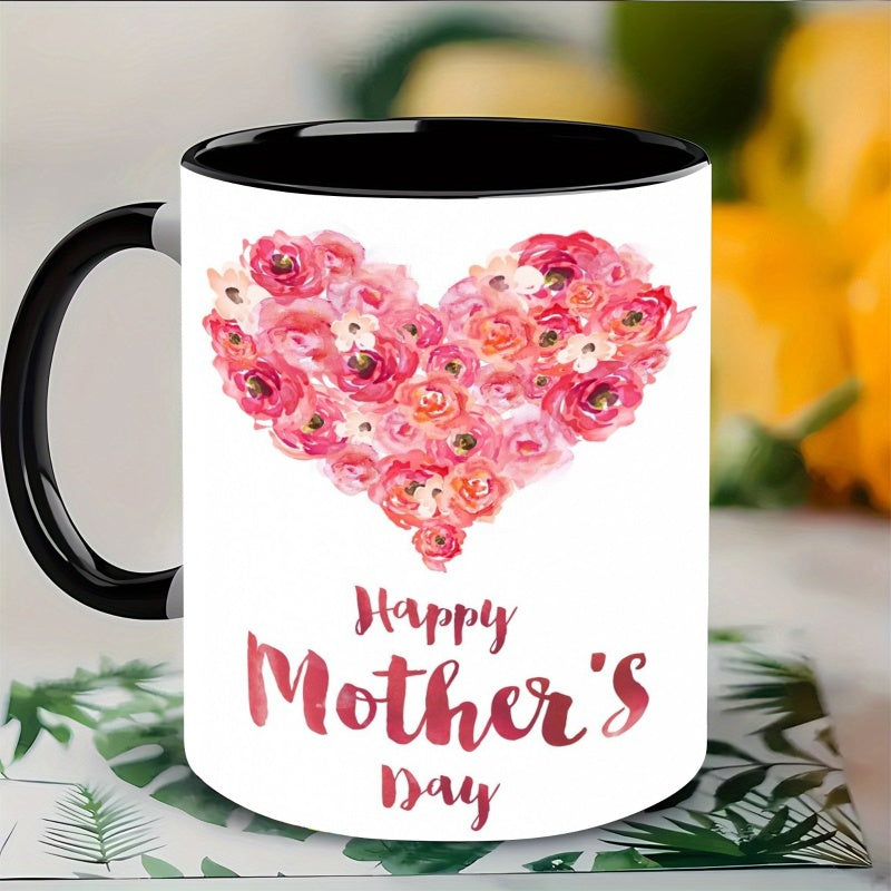 Tailorly Black Accent 11 oz Mug - floral heart