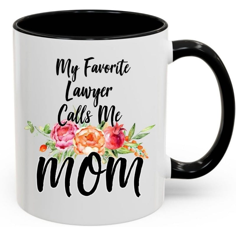 Tailorly Black Accent 11 oz Mug - lawyer mom mug best present for mom ideal for birthday anniversary christmas coffee lover unique black handle mug
