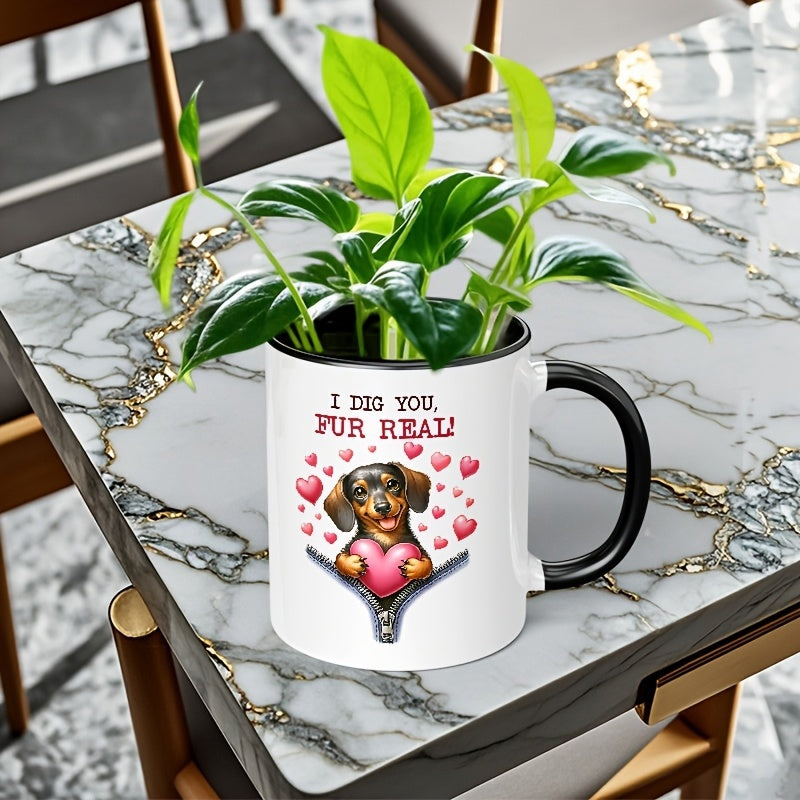 Tailorly Black Accent 11 oz Mug - dachshund love