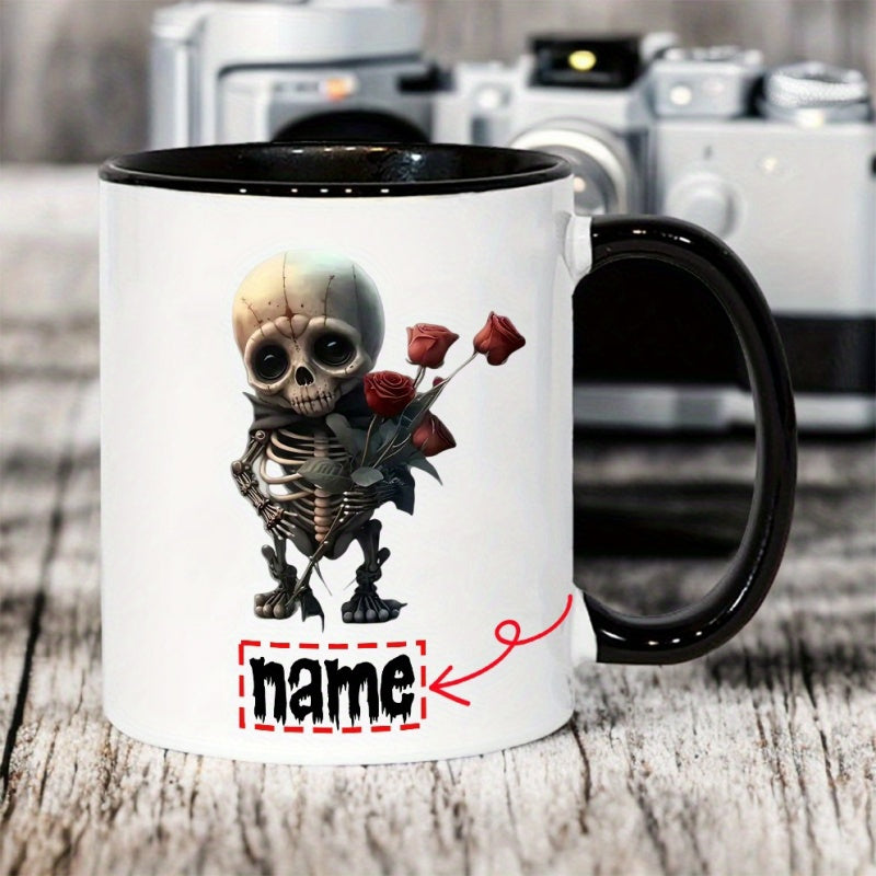 Tailorly Black Accent 11 oz Mug - skull bouquet