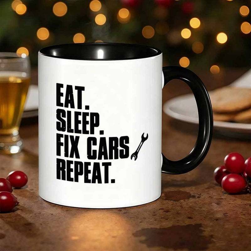 Tailorly Black Accent 11 oz Mug - 1pc novelty fix cars 11oz360ml ceramic mug suitable for coffee mug birthday gifts tea cup cheap mugs funny is a