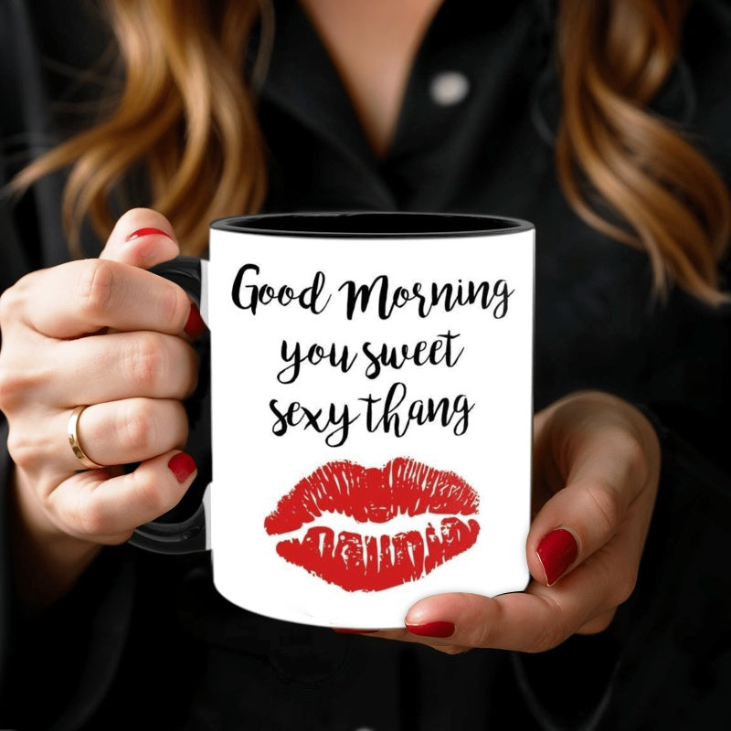 Tailorly Black Accent 11 oz Mug - you sweet lips design