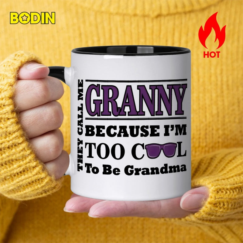 Tailorly Black Accent 11 oz Mug - granny im to be grandma fun text fashion glasses