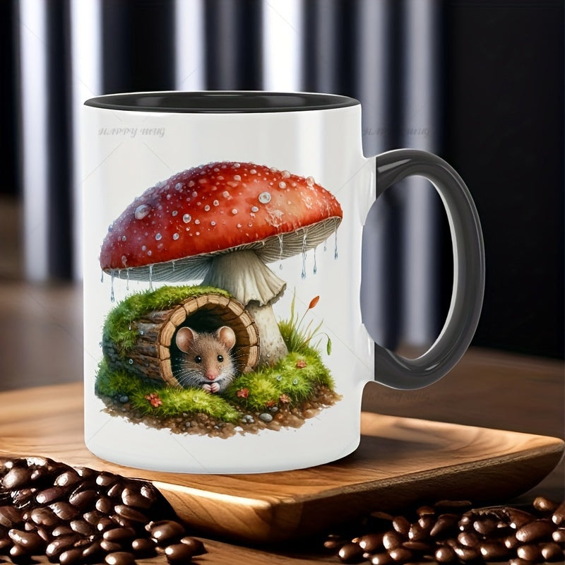 Tailorly Black Accent 11 oz Mug - mushroom mouse shelter