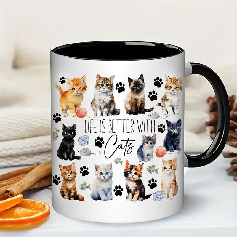 Tailorly Black Accent 11 oz Mug - adorable kitten