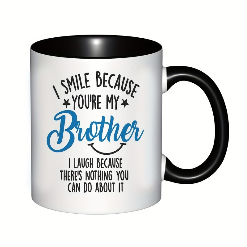 Tailorly Black Accent 11 oz Mug - you're my brother text