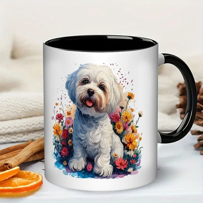 Tailorly Black Accent 11 oz Mug - cute watercolor dog illustration