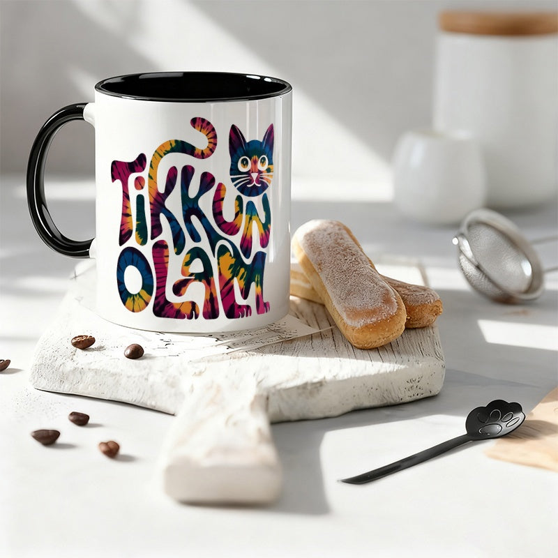 Tailorly Black Accent 11 oz Mug - feline themed
