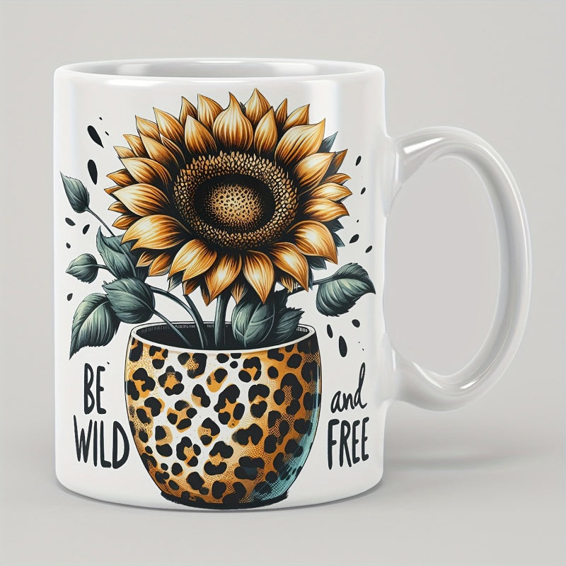 Tailorly Black Accent 11 oz Mug - sunflower potted plant