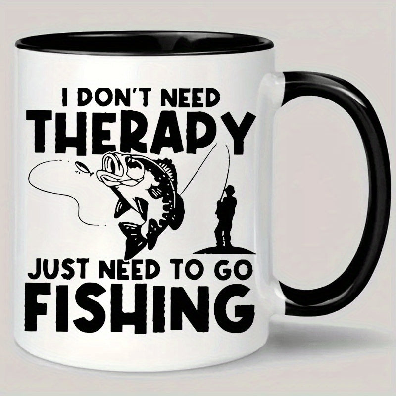 Tailorly Black Accent 11 oz Mug - fishing enthusiast ceramic coffee mug insulated reusable hand wash only multipurpose gift cup for men and women