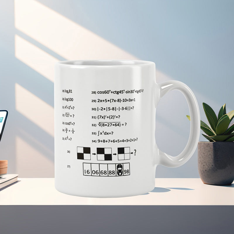 Tailorly White Ceramic 11 oz Mug - Complex Mathematical Equations And Scientific Logic Puzzles On