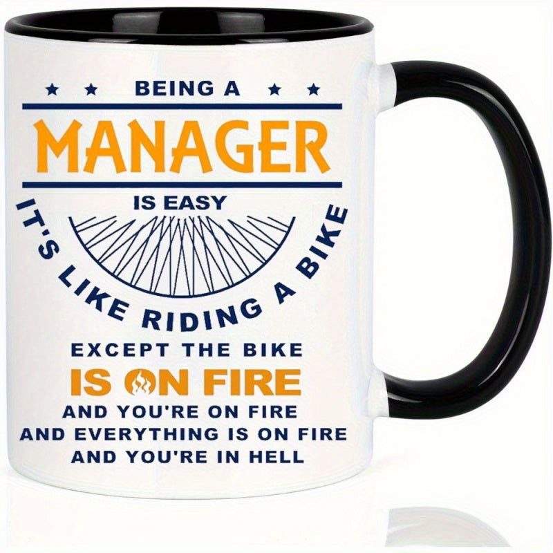 Tailorly Black Accent 11 oz Mug - coffee mugs being a manager is like riding a bicycle manager coffee mugs cups for colleagues